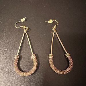 Beautiful gold long earrings with fishhook closure